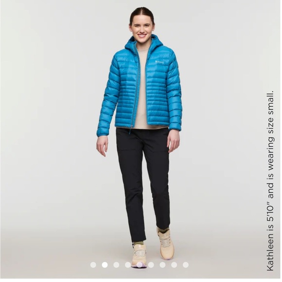 Cotopaxi Women's XL Fuego Hooded Down Jacket Puffer Lake Blue Aqua NWT Turquoise - Picture 9 of 16